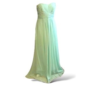 David's Bridal Mint Green Chiffon Strapless Sweetheart Bridesmaid Dress Long